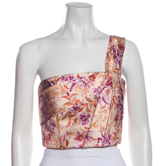 AMUR Madame Printed One Shoulder Crop Top - Picture 13 of 14